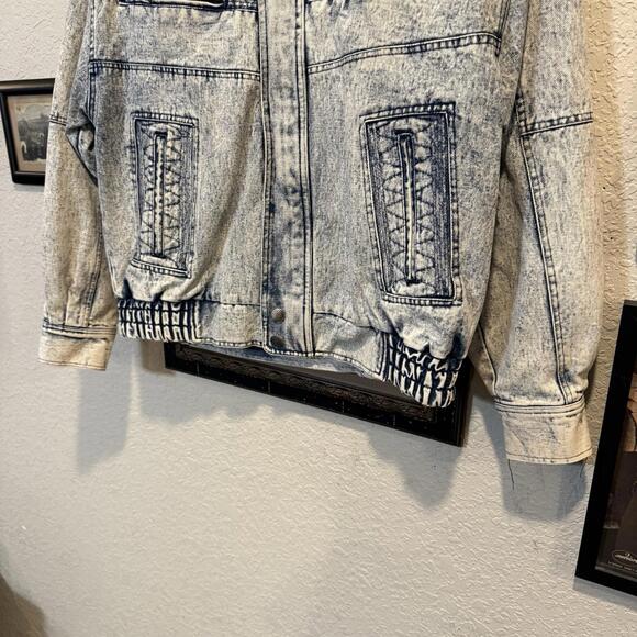 Vintage 80s RARE New Order Designer Acid Wash Denim Jacket Size Medium - Picture 4 of 7